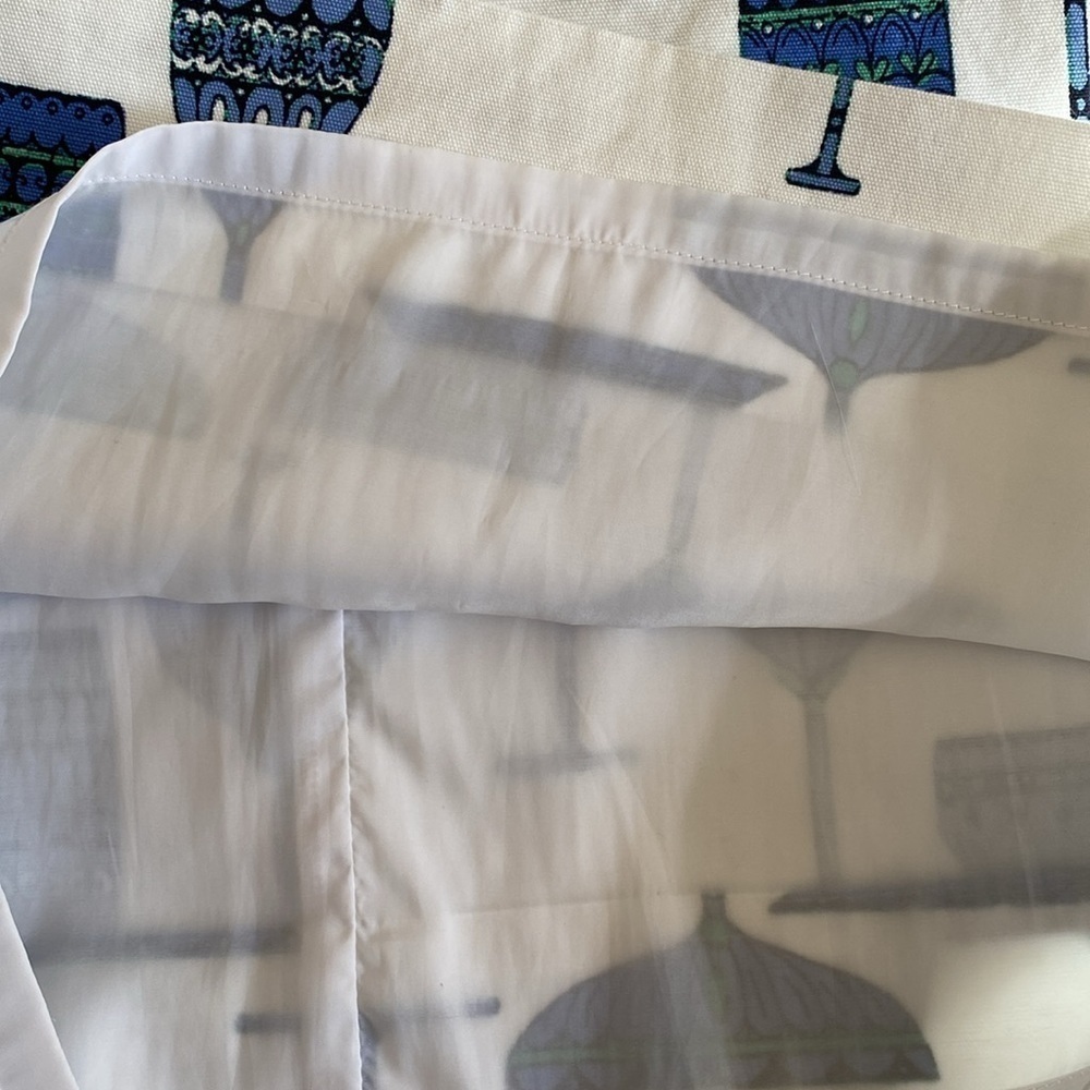Talbots Cotton White Blue Cocktail Glasses Pencil Skirt Sz 4 - Picture 5 of 6